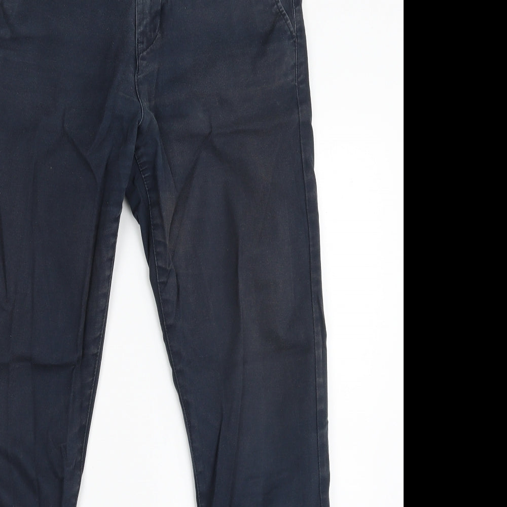 H&M Mens Blue  Cotton Chino Trousers Size 29 in L29 in Slim Zip - Skinny Fit
