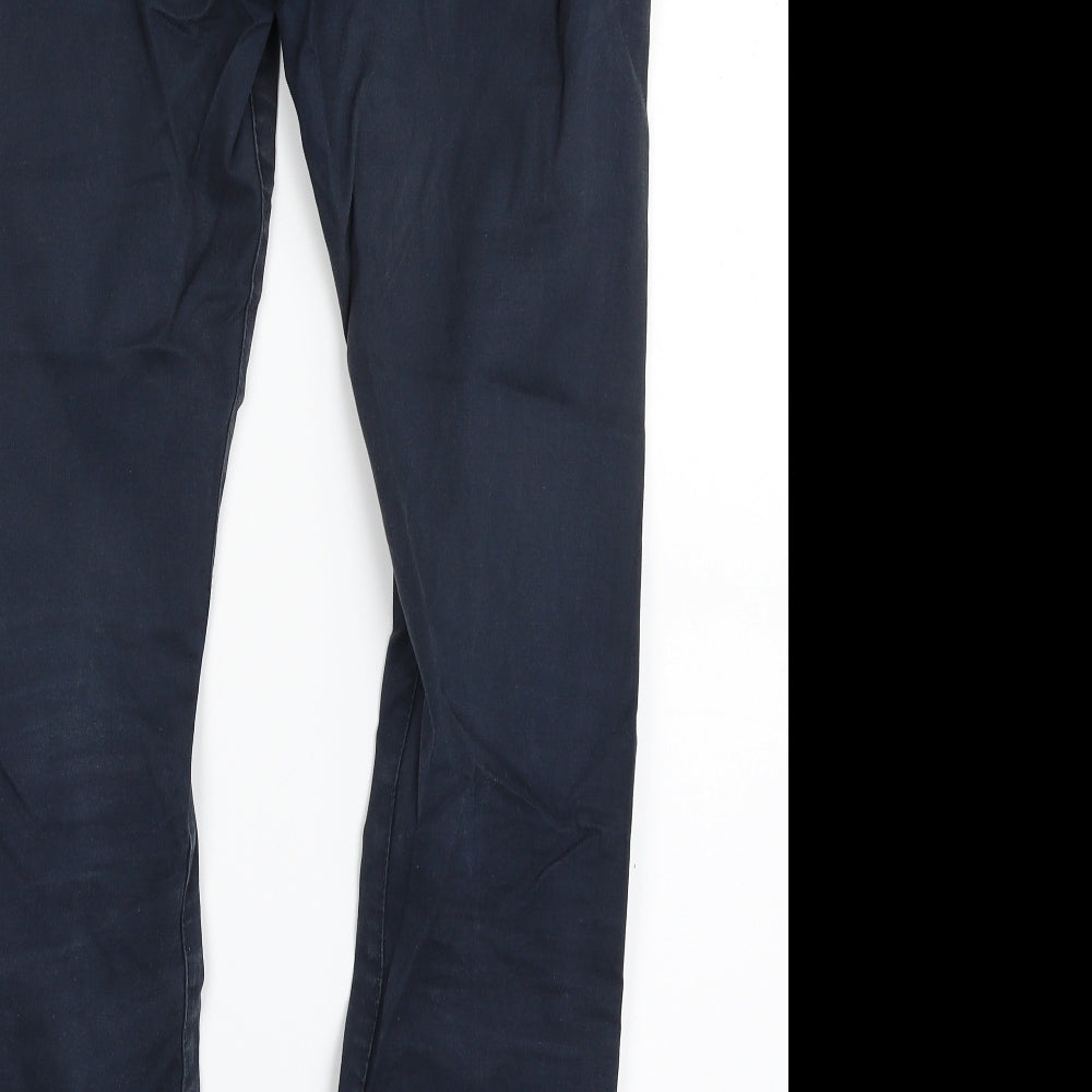 H&M Mens Blue  Cotton Chino Trousers Size 29 in L29 in Slim Zip - Skinny Fit