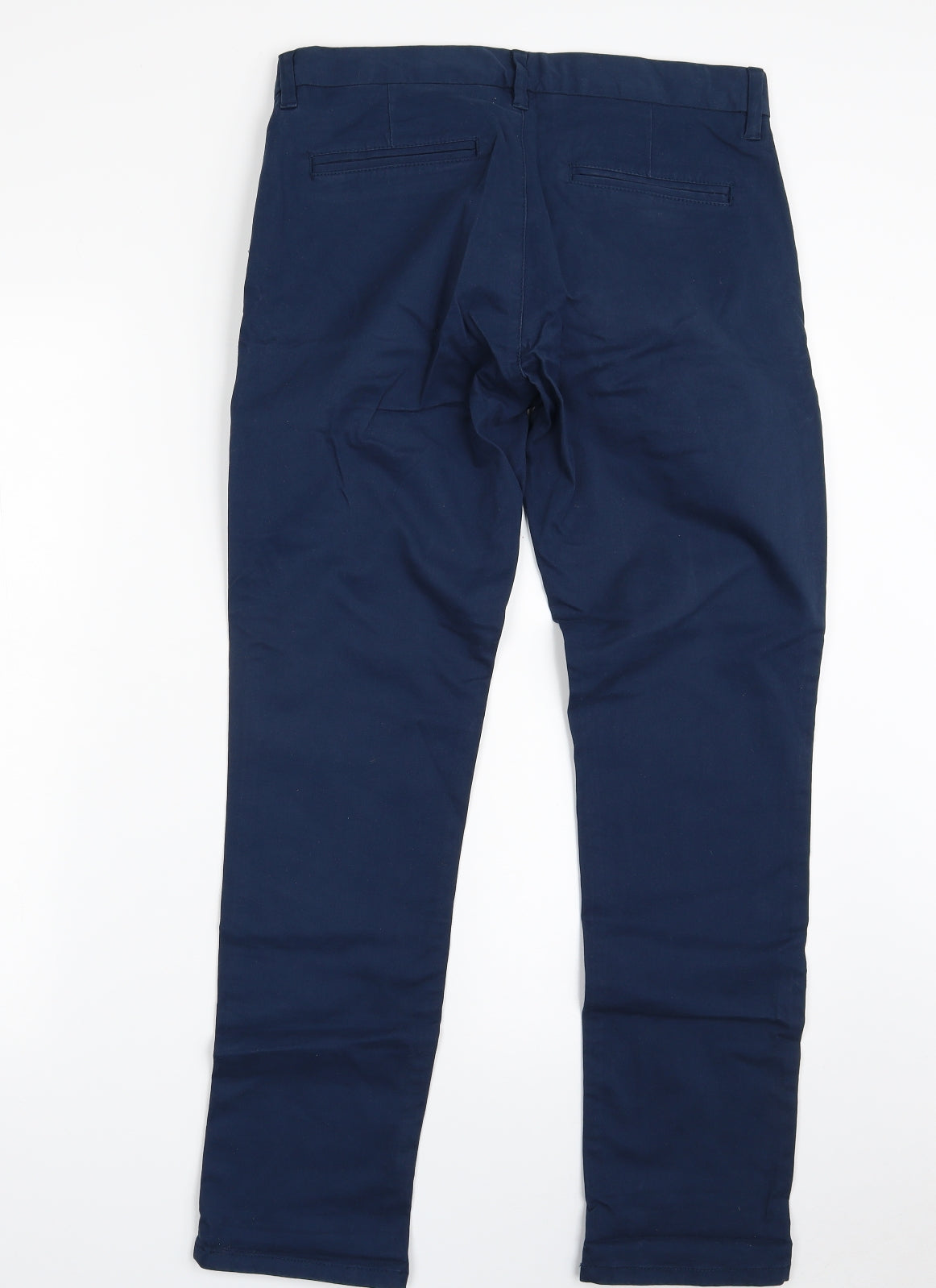 NEXT Mens Blue  Cotton Chino Trousers Size 30 in L29 in Slim Button