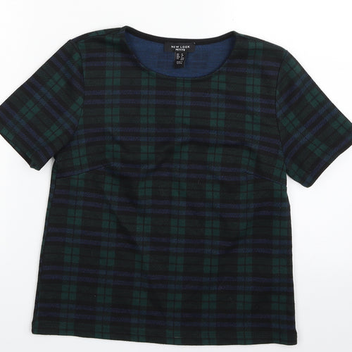 New Look Womens Green Plaid Polyester Pullover Sweatshirt Size 8  Pullover