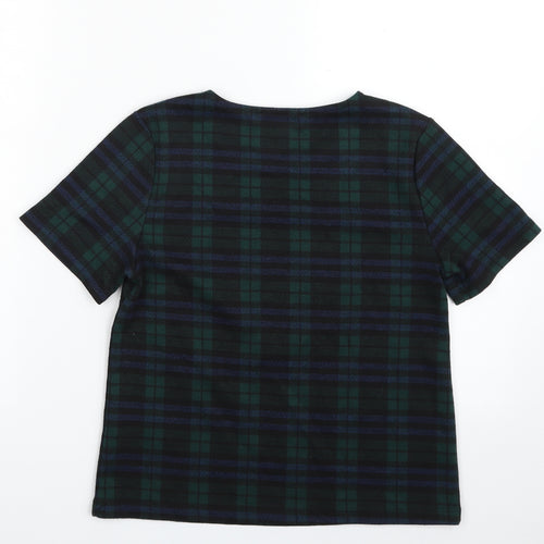 New Look Womens Green Plaid Polyester Pullover Sweatshirt Size 8  Pullover