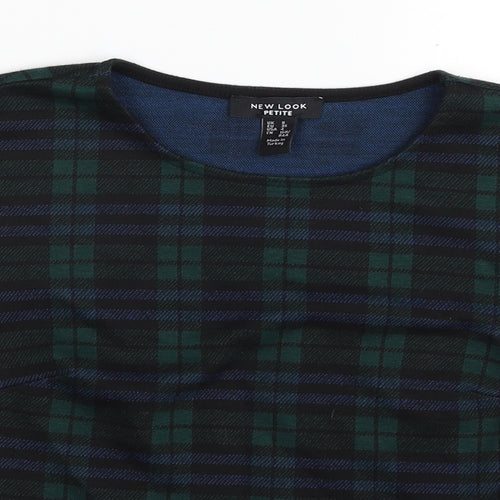 New Look Womens Green Plaid Polyester Pullover Sweatshirt Size 8  Pullover