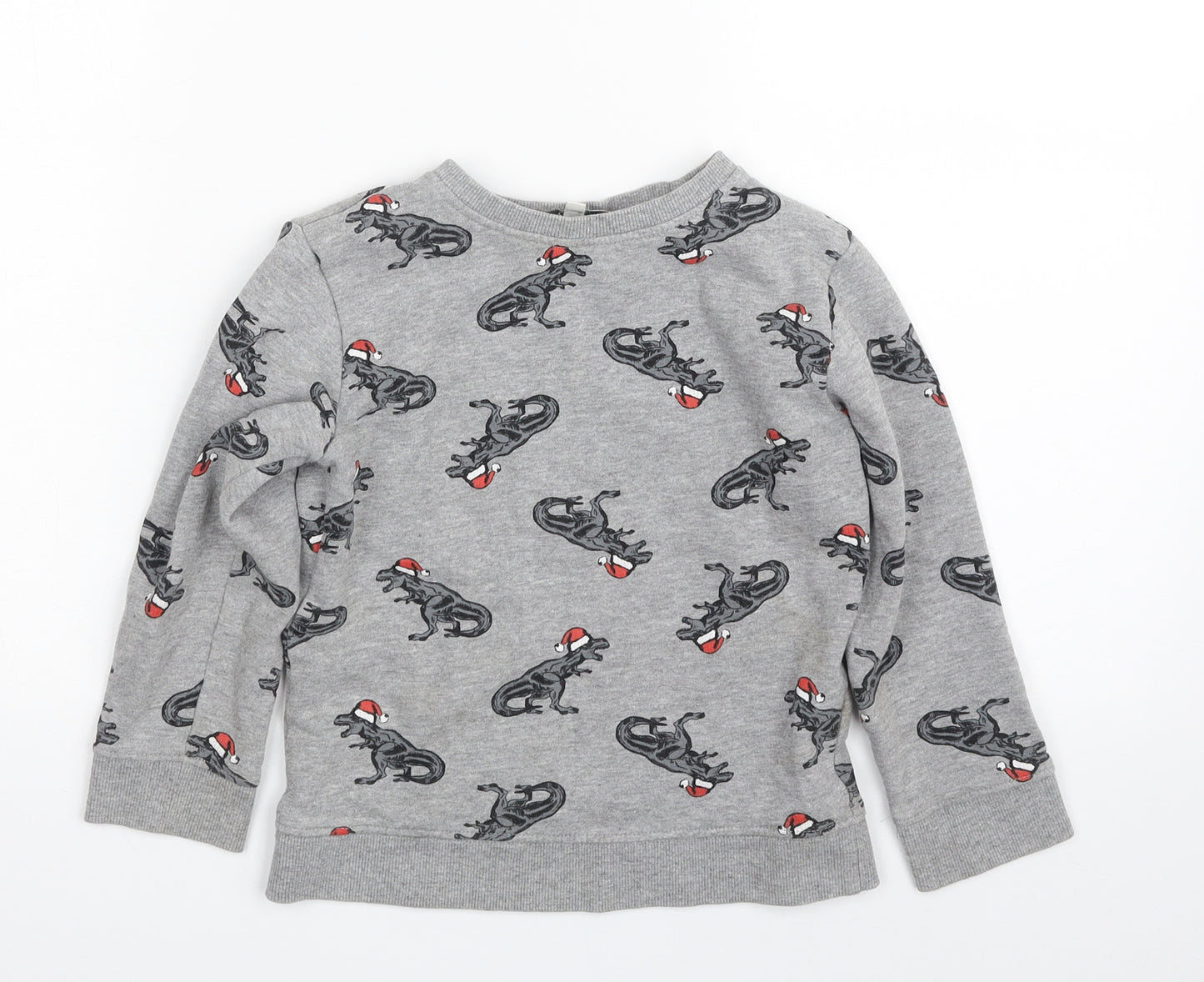 Urban Rascals  Boys Grey  Cotton Pullover Sweatshirt Size 5-6 Years  Pullover - Christmas- Dinosaur