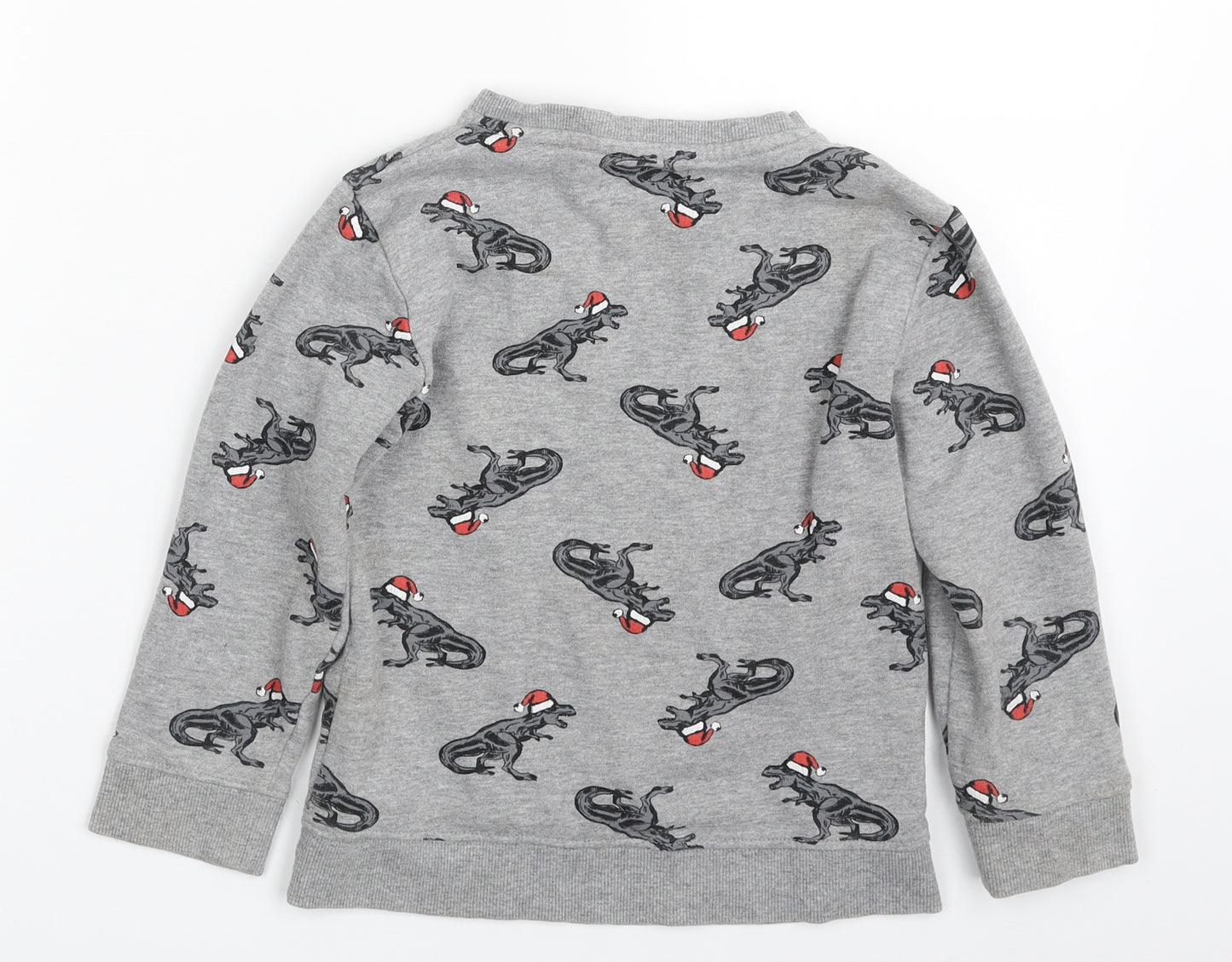 Urban Rascals  Boys Grey  Cotton Pullover Sweatshirt Size 5-6 Years  Pullover - Christmas- Dinosaur