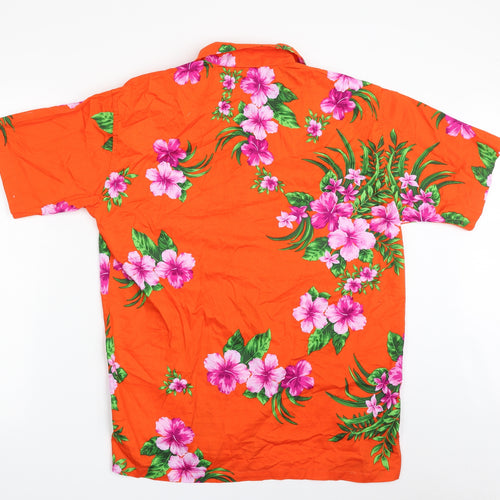 TRUE FACE Mens Red Floral Cotton  Button-Up Size M Collared Button - 100% Cotton