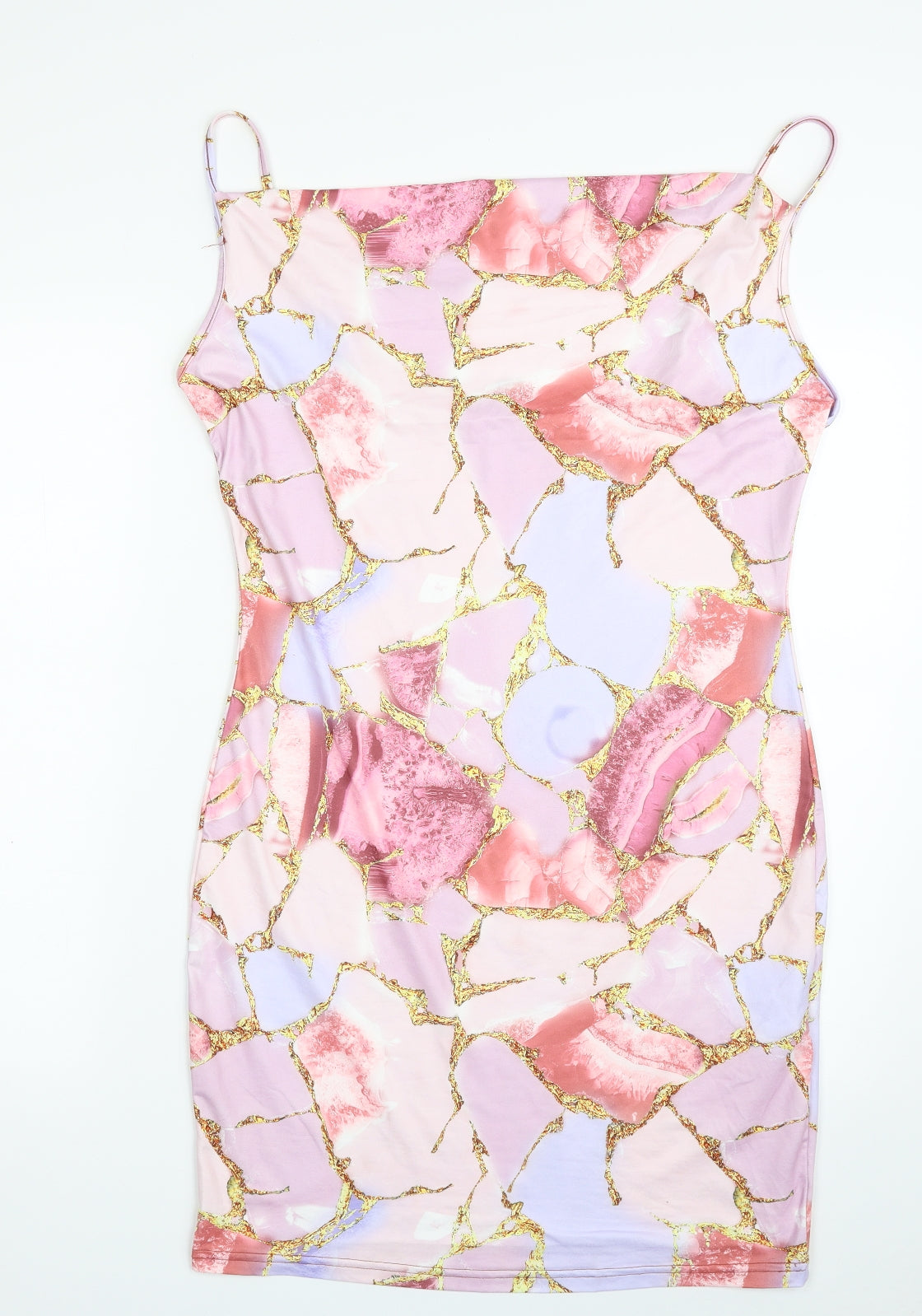 SheIn Womens Multicoloured Geometric Polyester Slip Dress  Size XL  Off the Shoulder Pullover