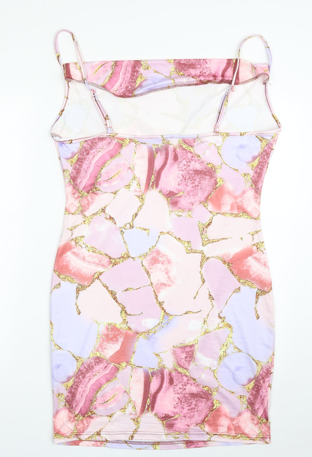 SheIn Womens Multicoloured Geometric Polyester Slip Dress  Size XL  Off the Shoulder Pullover