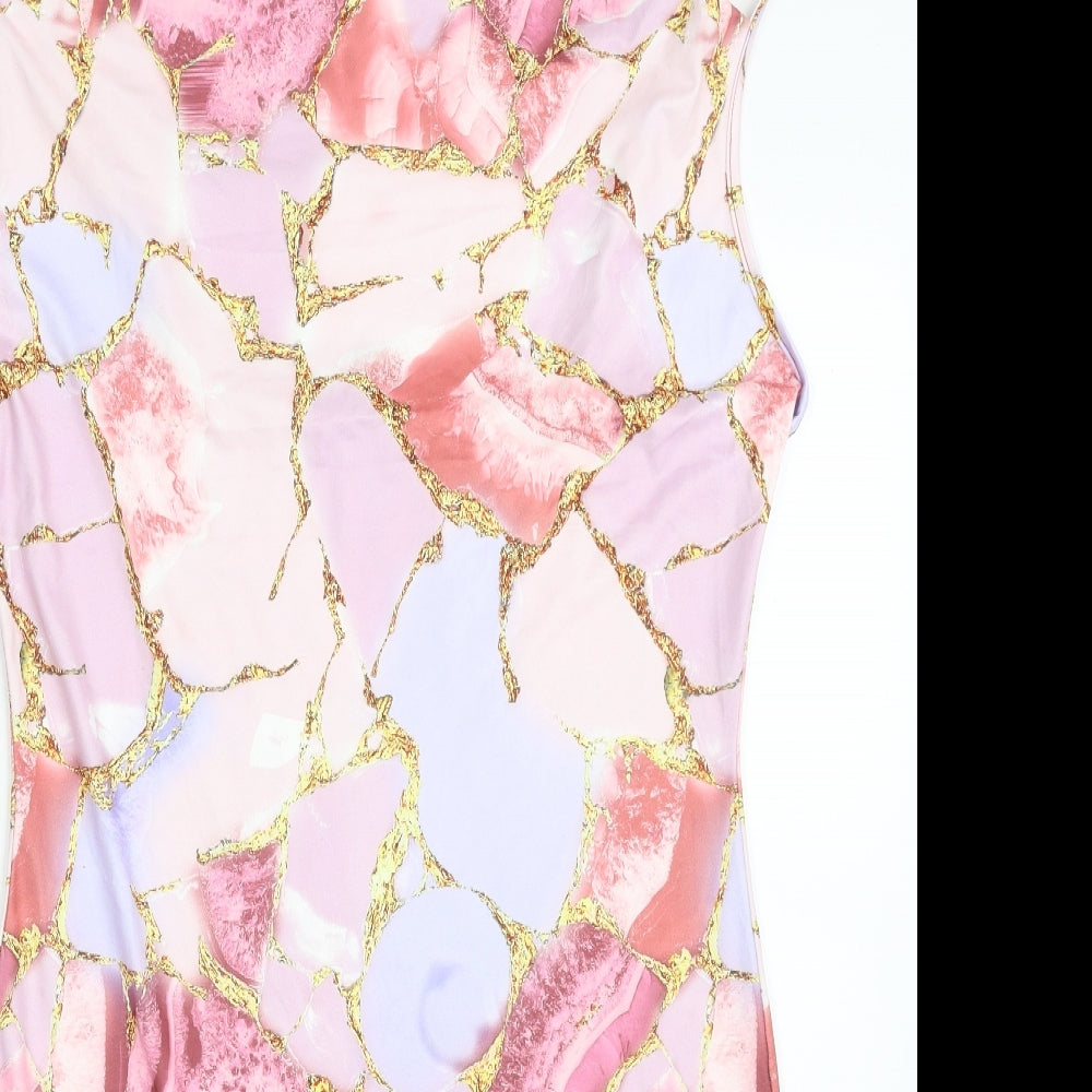 SheIn Womens Multicoloured Geometric Polyester Slip Dress  Size XL  Off the Shoulder Pullover