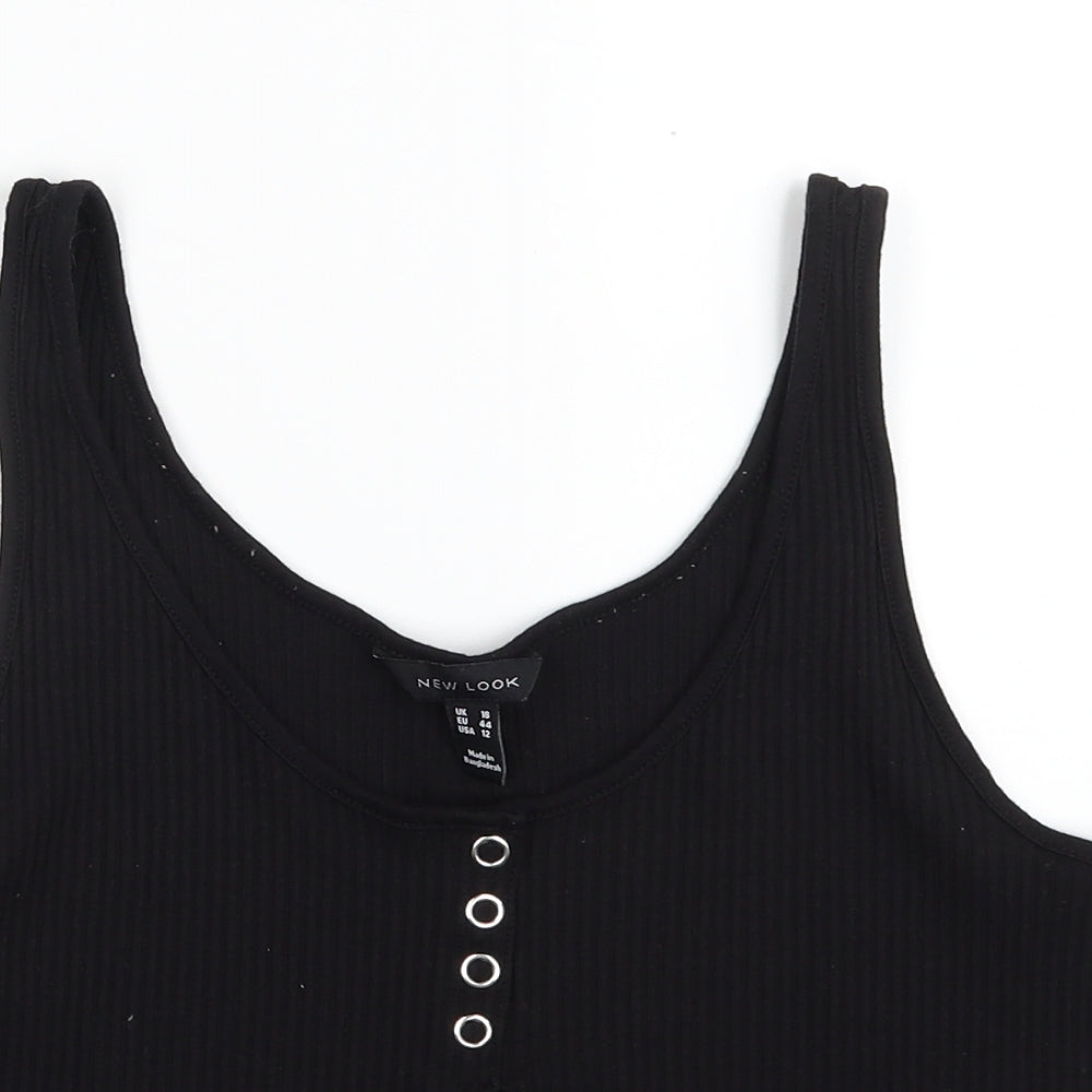 New Look Womens Black  Polyester Vest Sweatshirt Size 16  Snap - Cropped