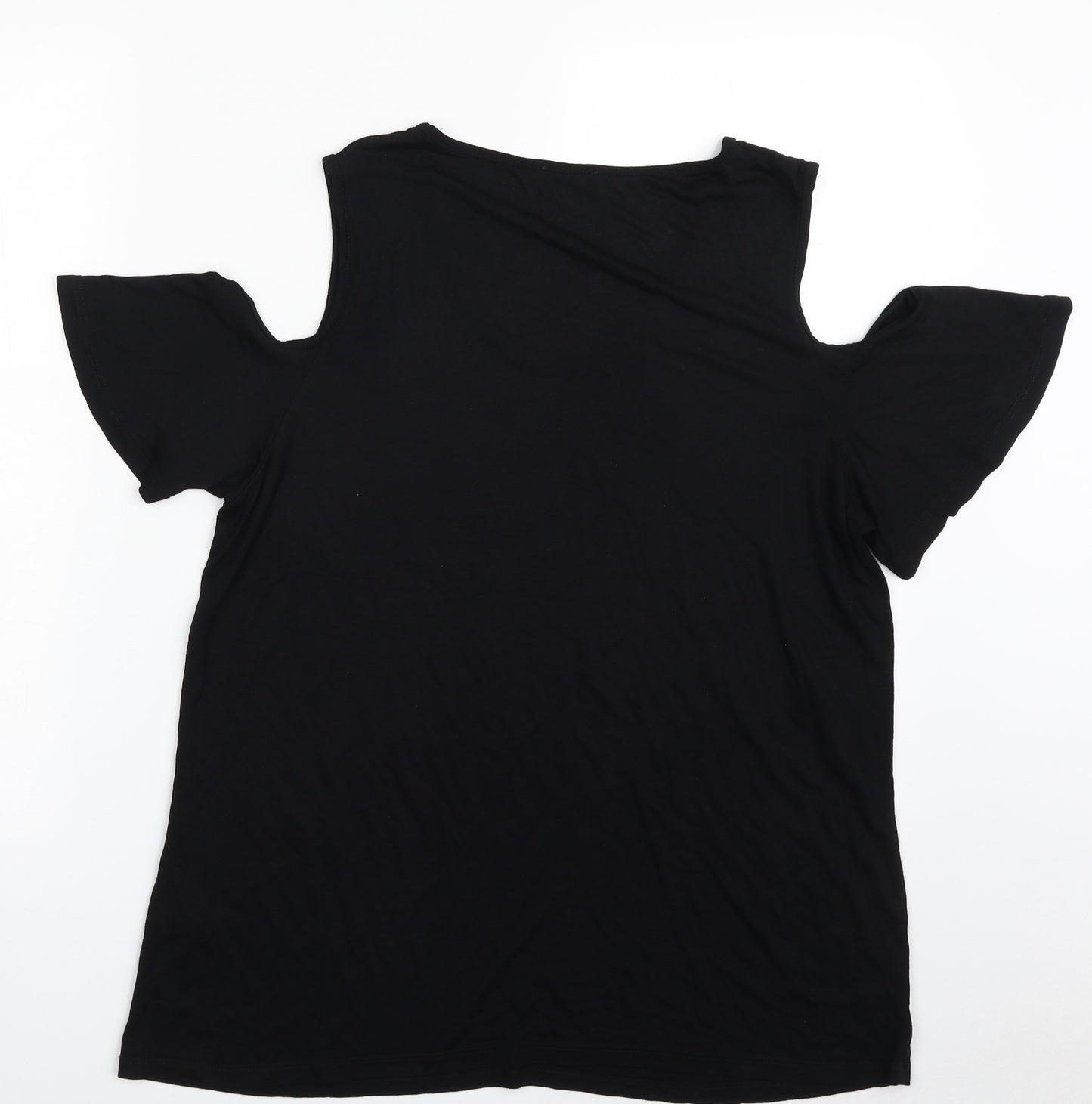 F&F Womens Black  Viscose Basic T-Shirt Size 16 Scoop Neck