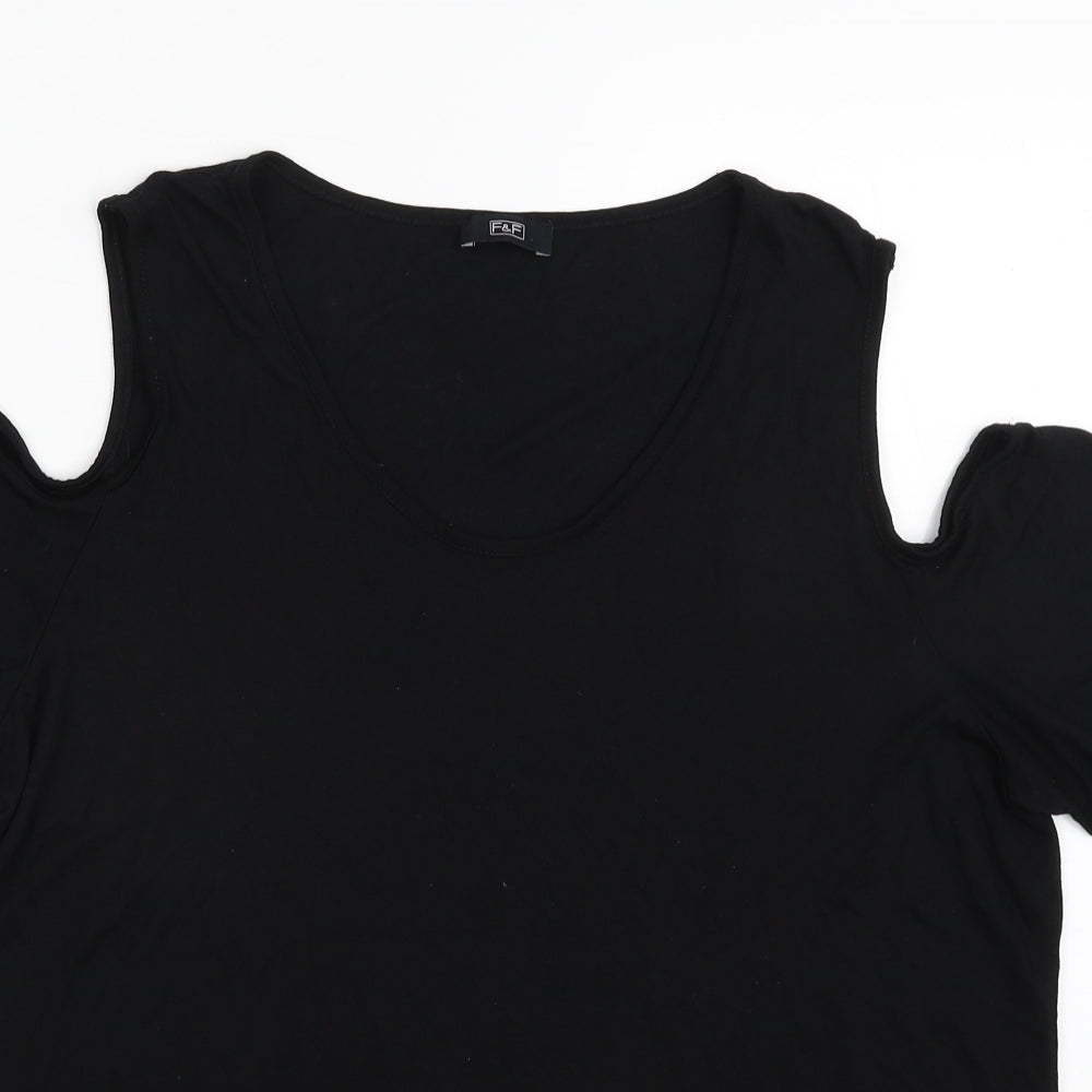 F&F Womens Black  Viscose Basic T-Shirt Size 16 Scoop Neck