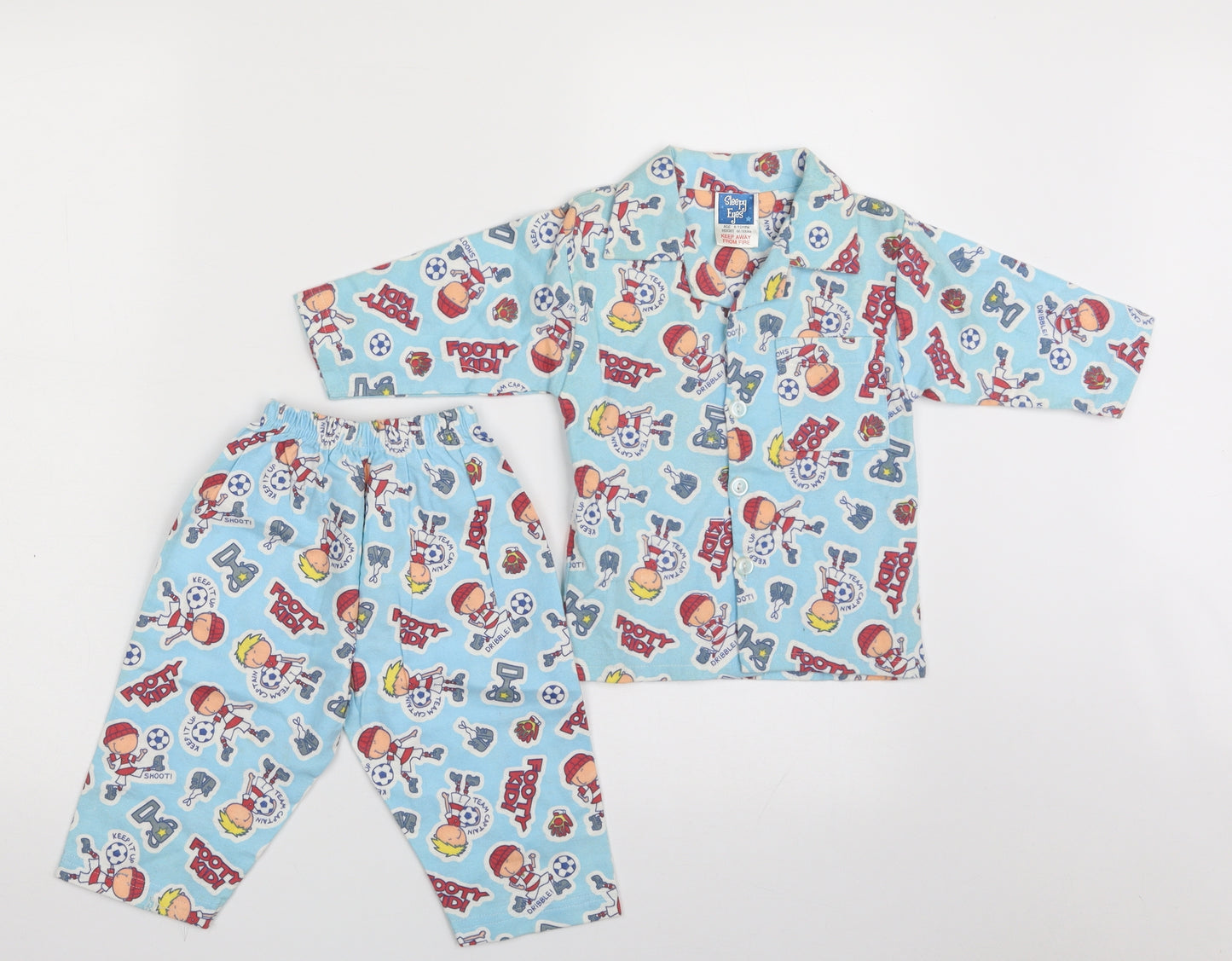 Sleepy Eyes Boys Blue Solid 100% Cotton Babydoll Pyjama Set Size 6-9 Months  Button - Footy Kid!