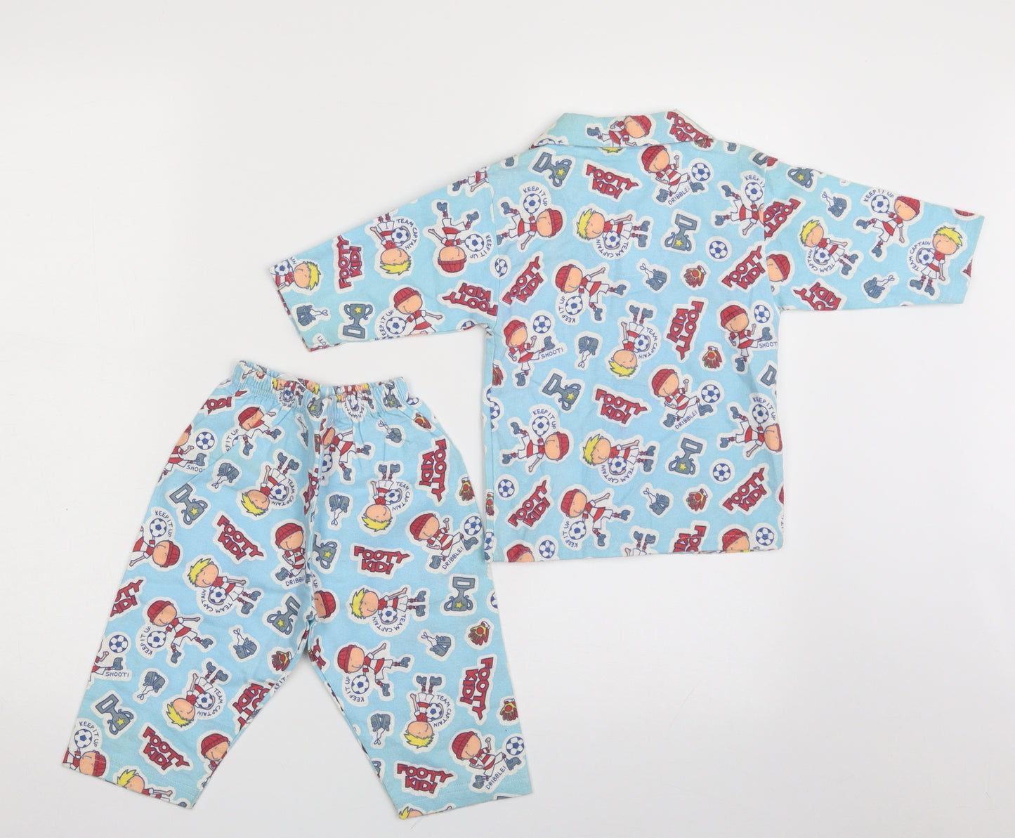 Sleepy Eyes Boys Blue Solid 100% Cotton Babydoll Pyjama Set Size 6-9 Months  Button - Footy Kid!
