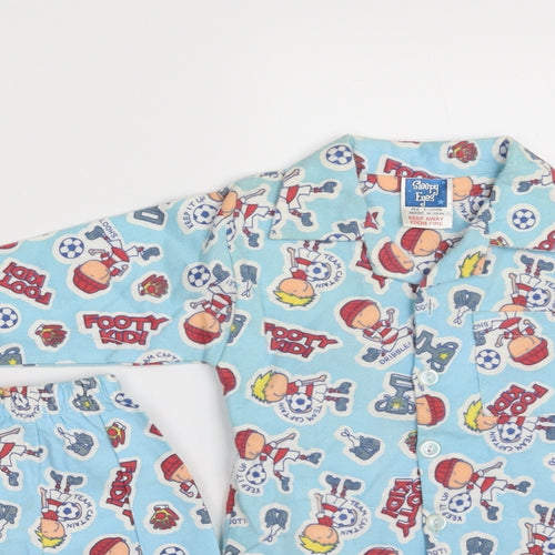 Sleepy Eyes Boys Blue Solid 100% Cotton Babydoll Pyjama Set Size 6-9 Months  Button - Footy Kid!