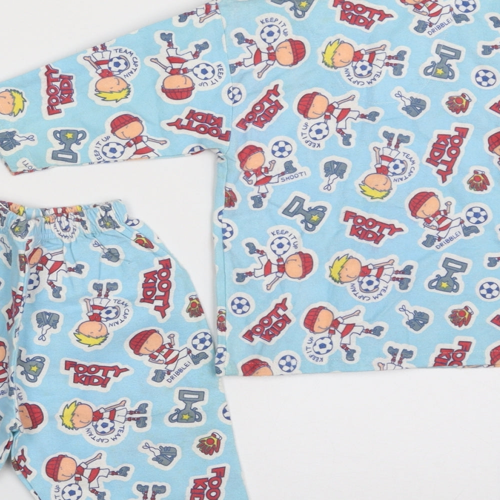 Sleepy Eyes Boys Blue Solid 100% Cotton Babydoll Pyjama Set Size 6-9 Months  Button - Footy Kid!