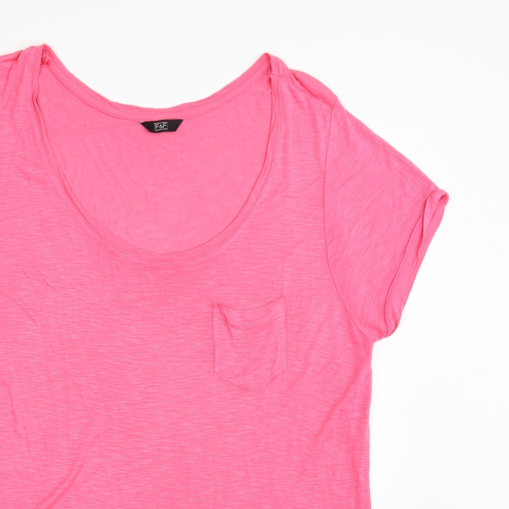 F&F Womens Pink  Viscose Tunic T-Shirt Size 18 Scoop Neck - CAP SLEEVE