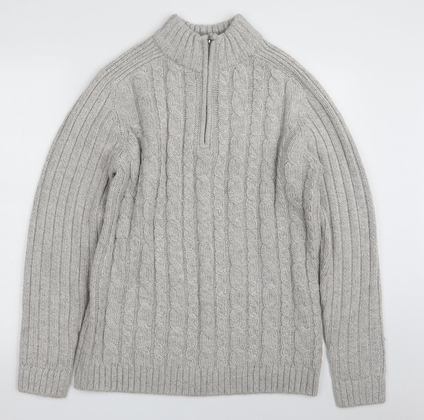 Kensington Mens Grey High Neck  Acrylic Pullover Jumper Size L