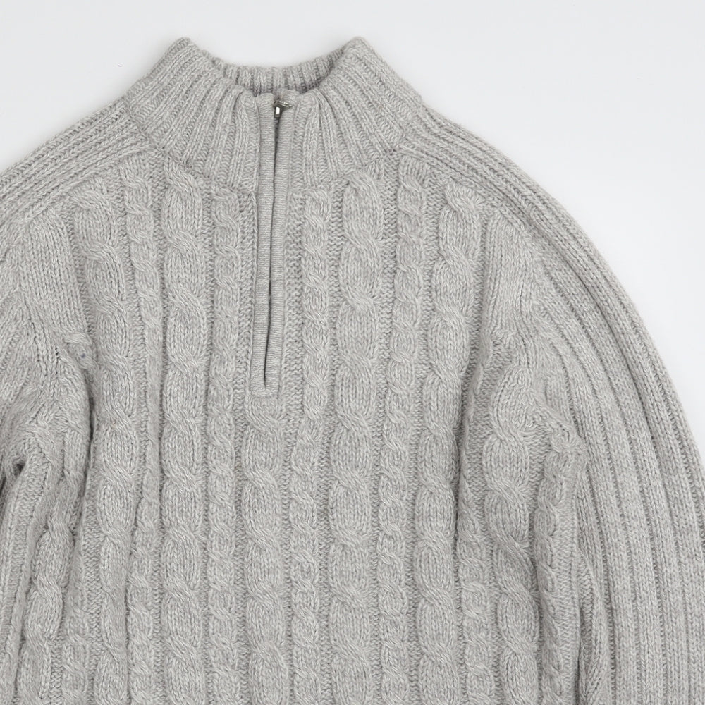 Kensington Mens Grey High Neck  Acrylic Pullover Jumper Size L