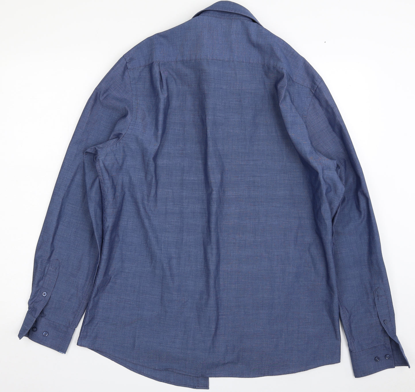 George Mens Blue  Polyester  Button-Up Size 16 Collared Button