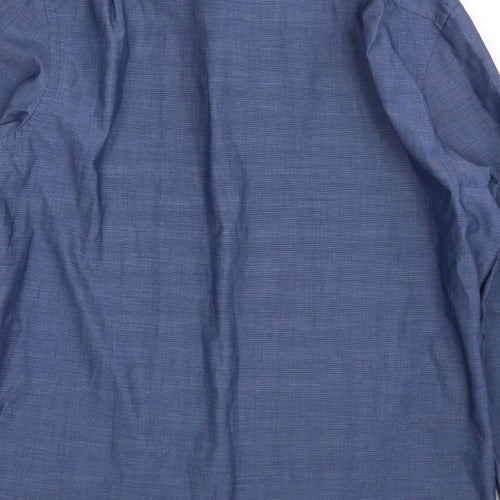 George Mens Blue  Polyester  Button-Up Size 16 Collared Button