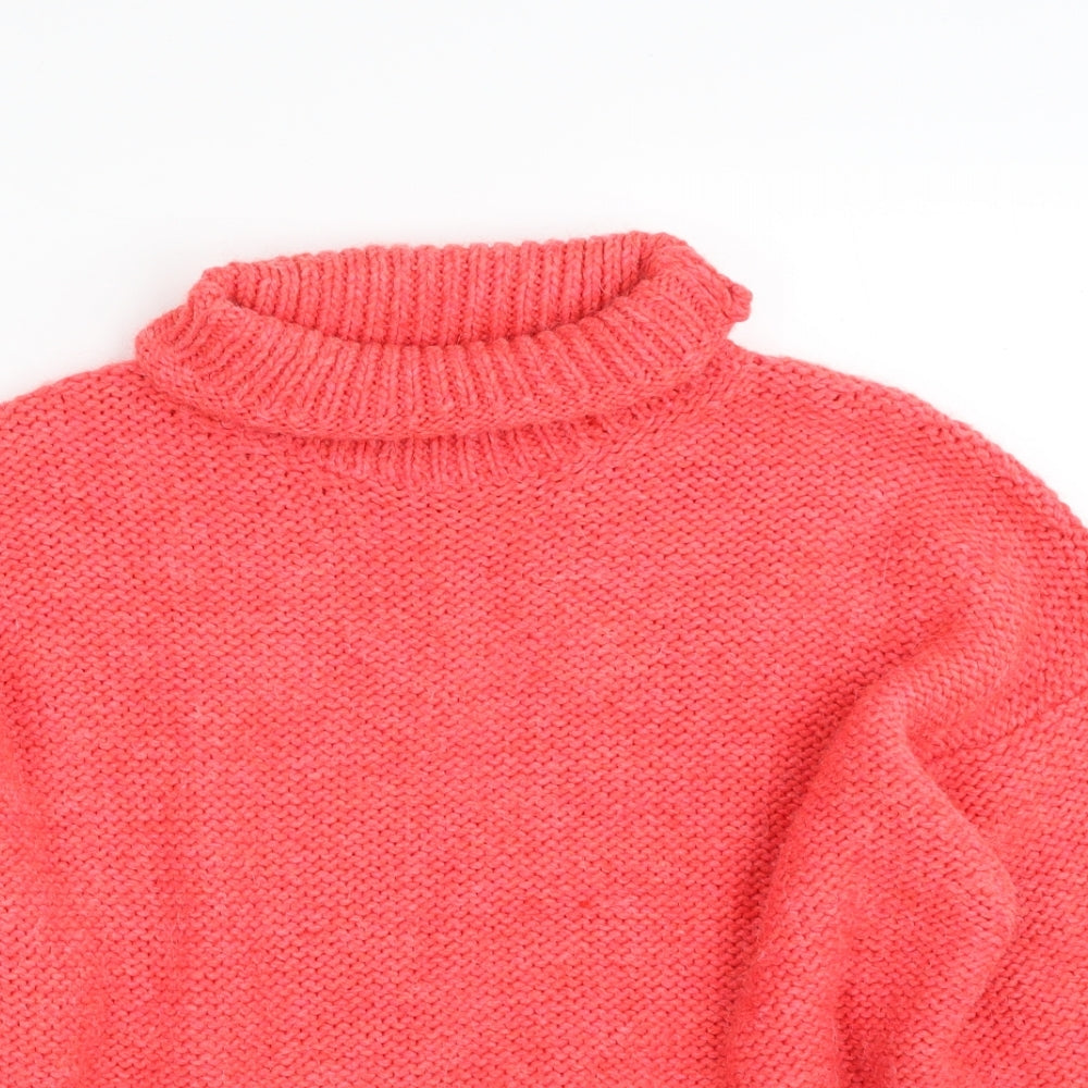 Giovanni e Belli Womens Pink Roll Neck  Acrylic Pullover Jumper Size L