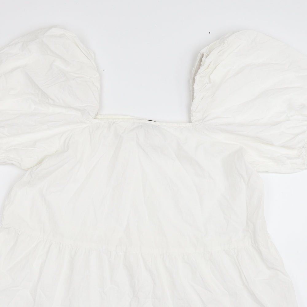 Love That Look Womens White  100% Cotton A-Line  Size 10  Square Neck Pullover
