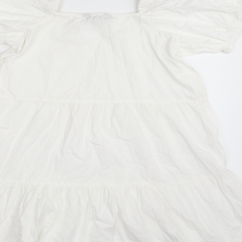 Love That Look Womens White  100% Cotton A-Line  Size 10  Square Neck Pullover