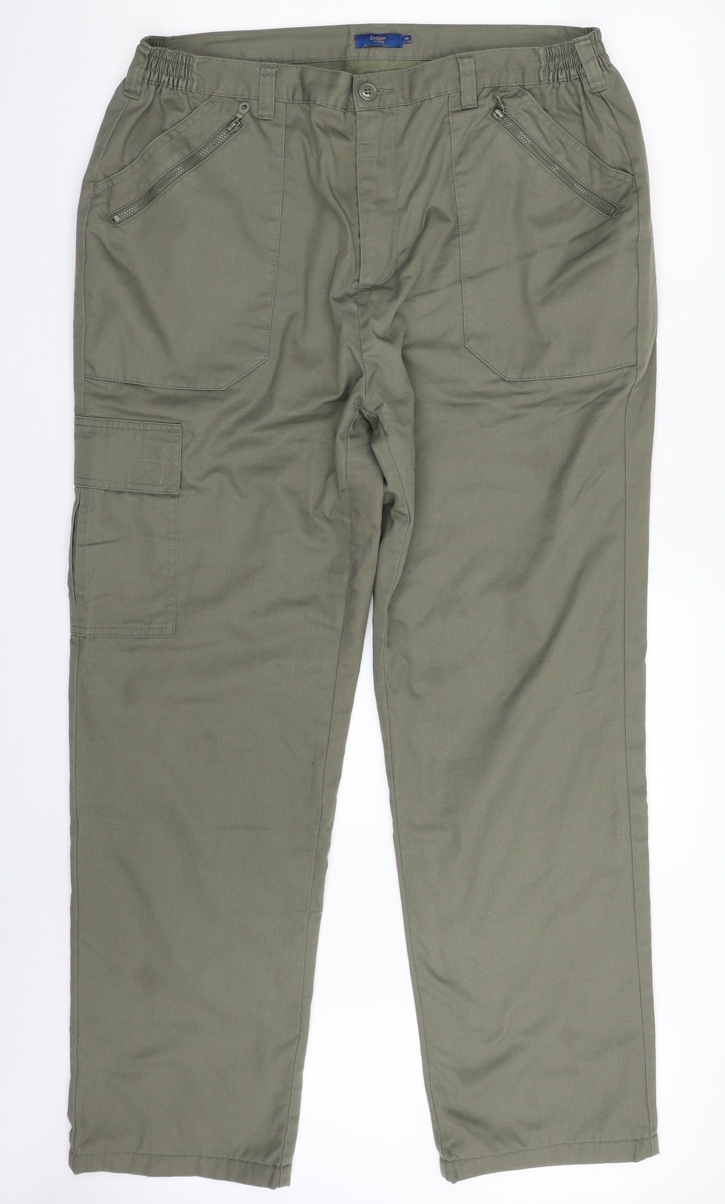 Cotton Traders Mens Green  Polyester Trousers  Size 38 in L30 in Regular Zip