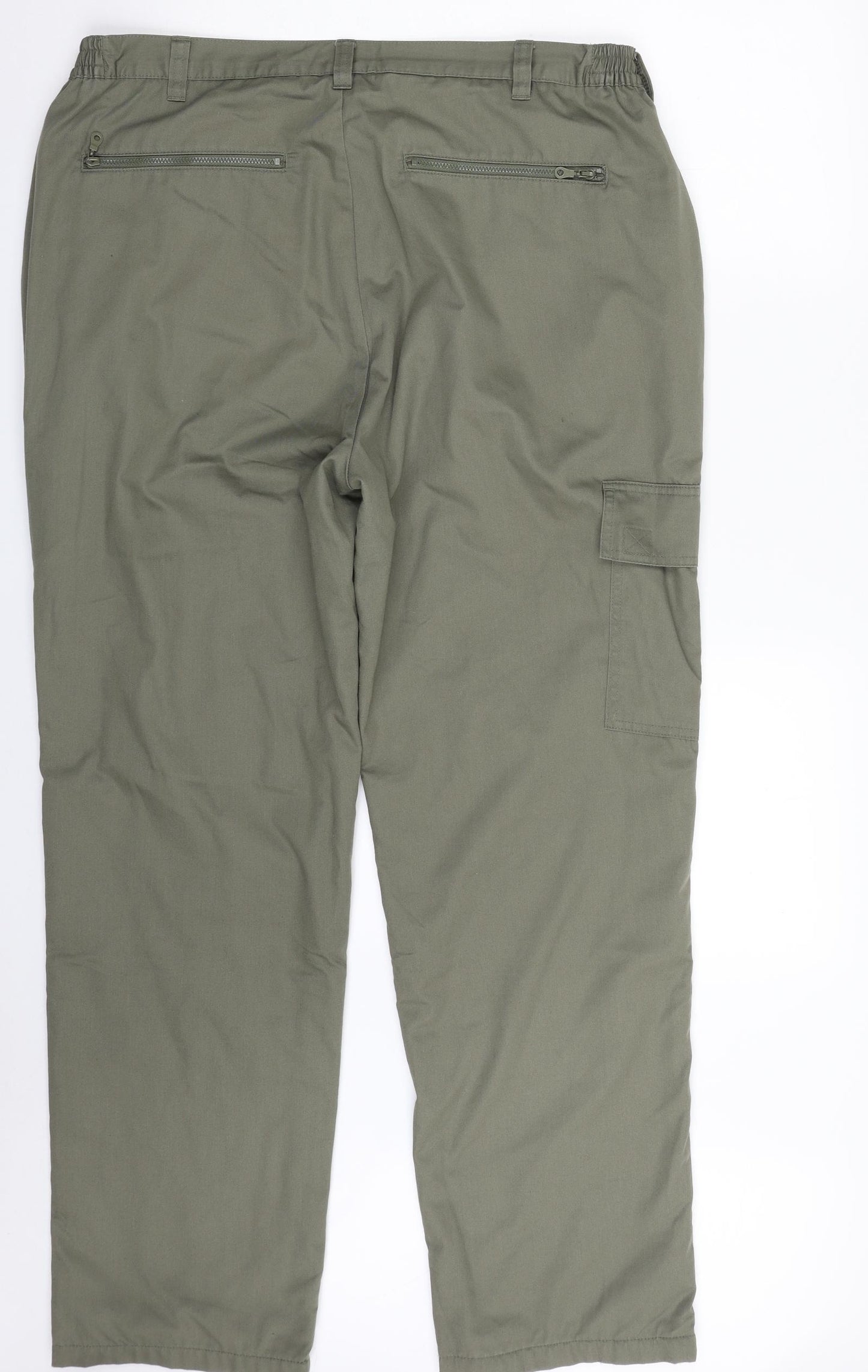 Cotton Traders Mens Green  Polyester Trousers  Size 38 in L30 in Regular Zip