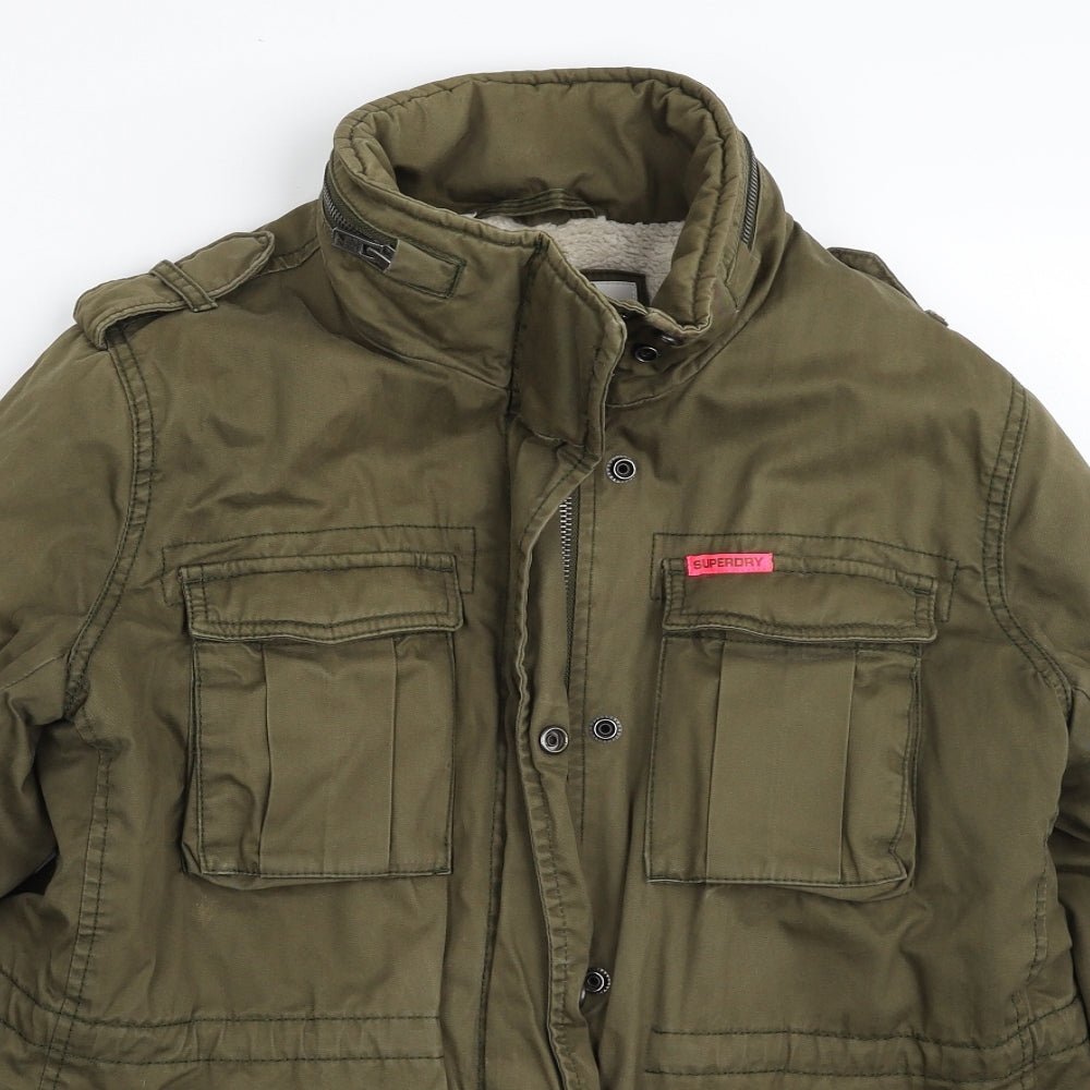 Superdry Womens Green   Military Jacket Jacket Size L  Zip