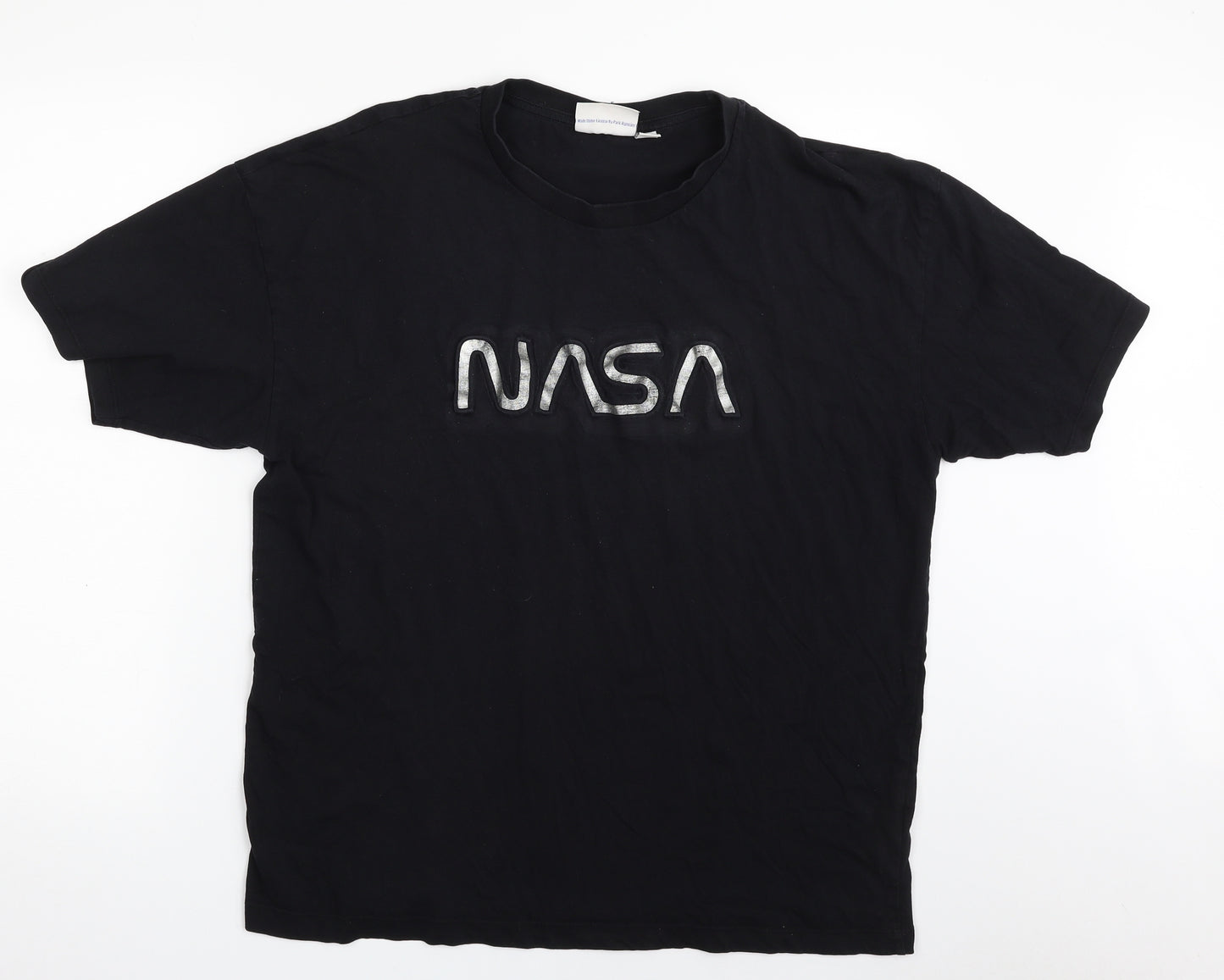 Primark Womens Black  100% Cotton Basic T-Shirt Size 12 Crew Neck - NASA