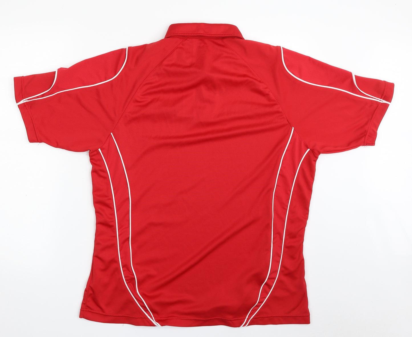 Kodga Mens Red  100% Polyester Pullover Polo Size M Collared Button - Scarlets Rugby Union