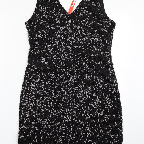 Kayamia Womens Black  Polyester Shift  Size M  V-Neck Pullover