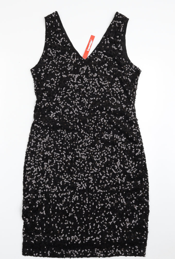 Kayamia Womens Black Polyester Shift Size M V-Neck Pullover
