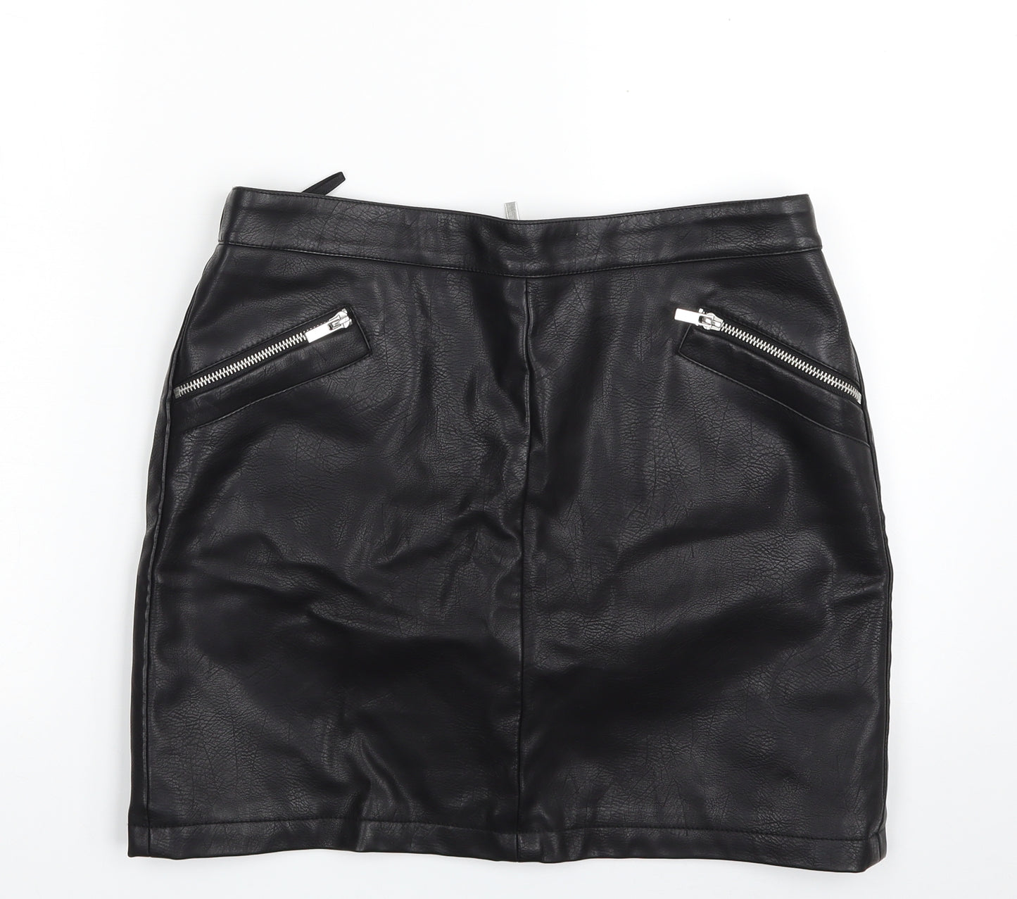 Dorothy Perkins Womens Black  Polyester A-Line Skirt Size 10   Zip