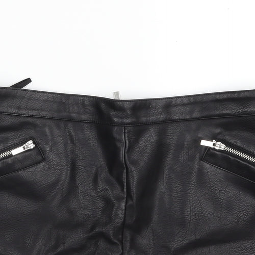 Dorothy Perkins Womens Black  Polyester A-Line Skirt Size 10   Zip