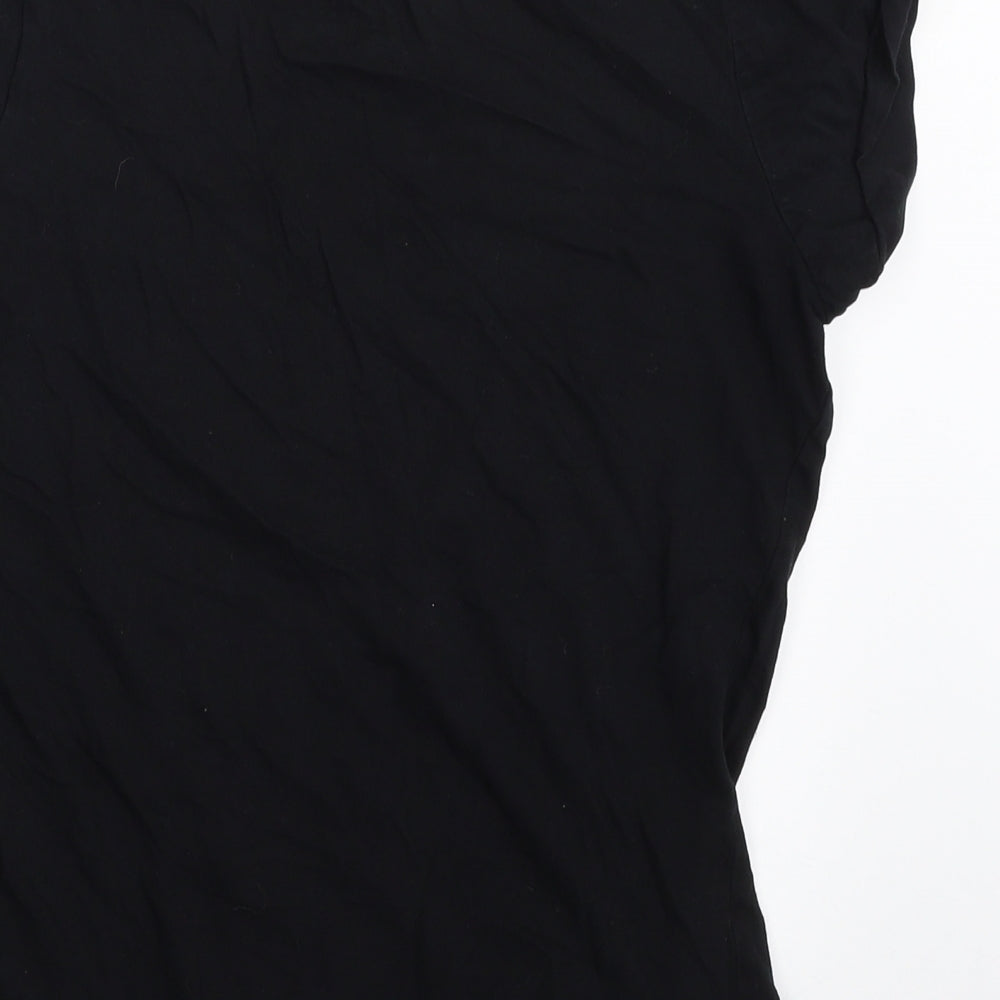 TU Womens Black  100% Cotton Basic T-Shirt Size 8 Scoop Neck - Cap Sleeve