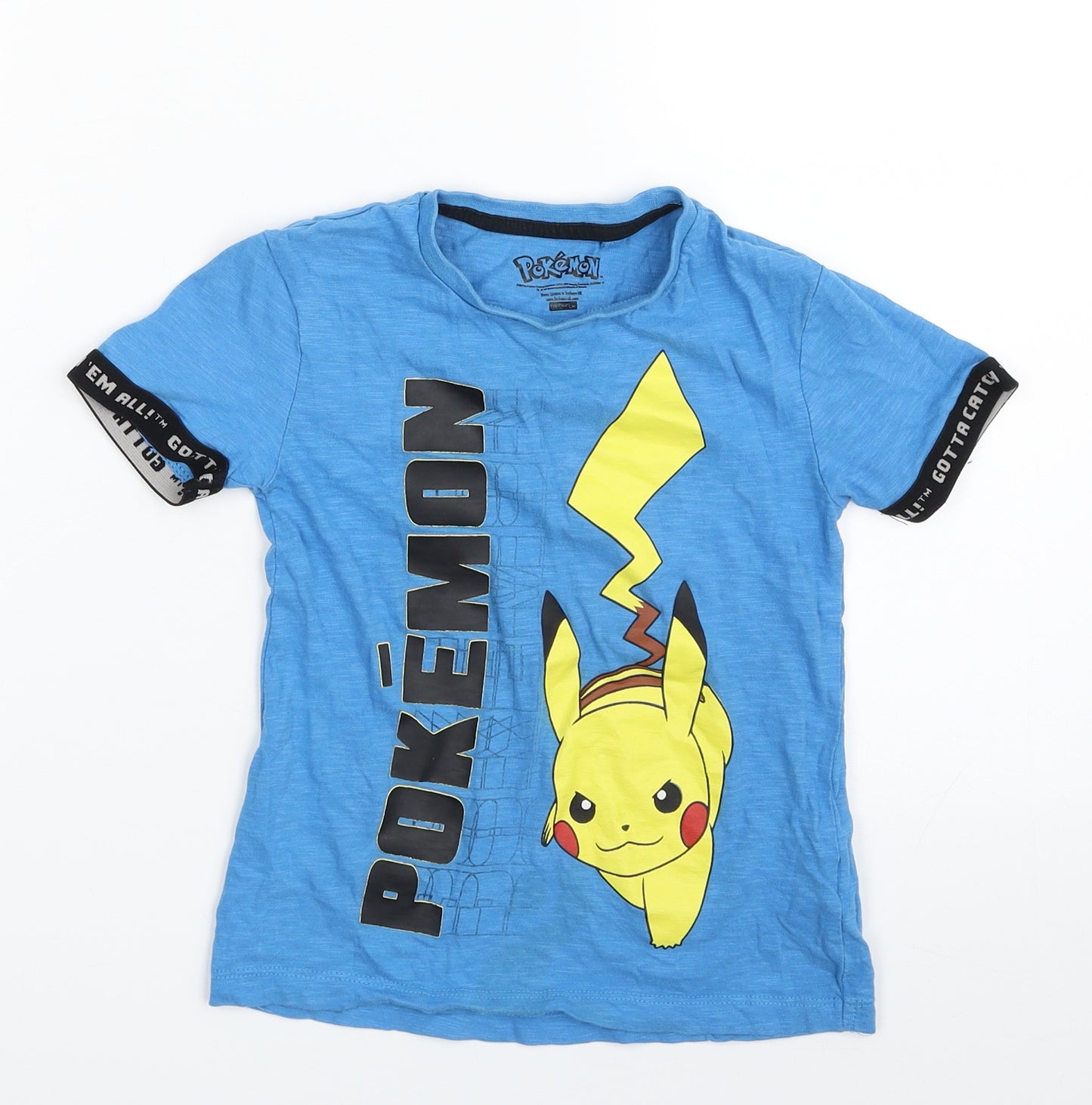 NEXT Boys Blue  100% Cotton Pullover T-Shirt Size 3 Years Crew Neck Pullover - Pokemon