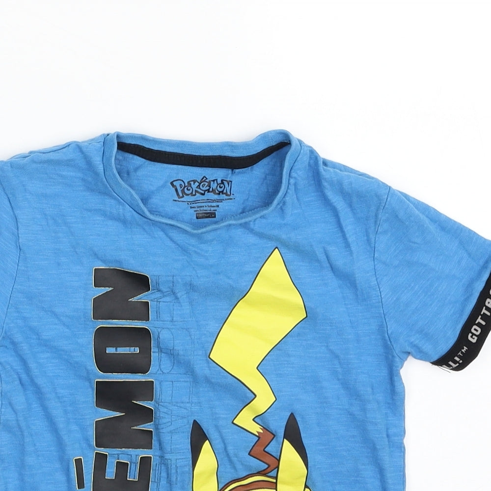 NEXT Boys Blue  100% Cotton Pullover T-Shirt Size 3 Years Crew Neck Pullover - Pokemon