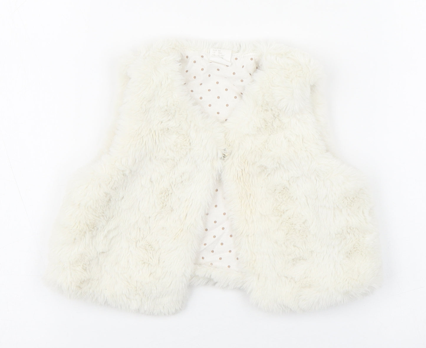 H&M Girls White   Gilet Coat Size 18-24 Months   Button - Faux Fur