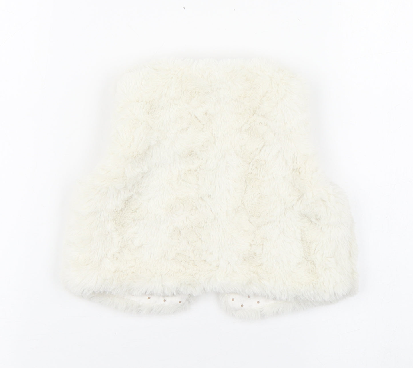 H&M Girls White   Gilet Coat Size 18-24 Months   Button - Faux Fur