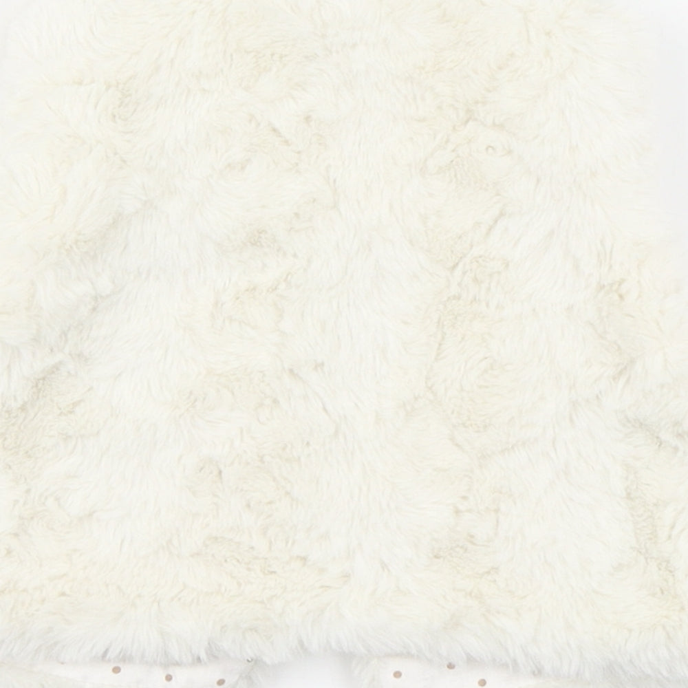 H&M Girls White   Gilet Coat Size 18-24 Months   Button - Faux Fur