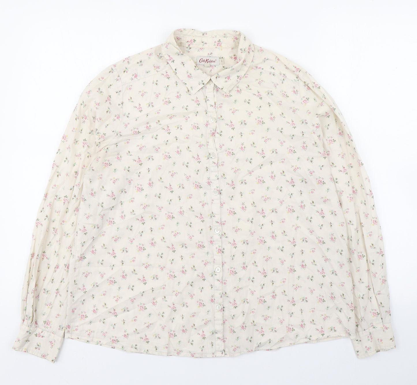 Cath Kidston Womens Multicoloured Floral Cotton Basic Button-Up Size 12 Collared