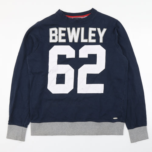 Bewley & Ritch Mens Blue Round Neck  Cotton Pullover Jumper Size XL
