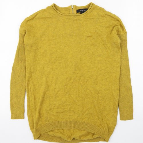 Atmosphere Womens Yellow Round Neck  Cotton Pullover Jumper Size S