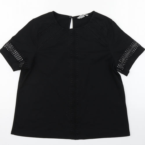 H&M Womens Black  Polyester Basic T-Shirt Size S Round Neck