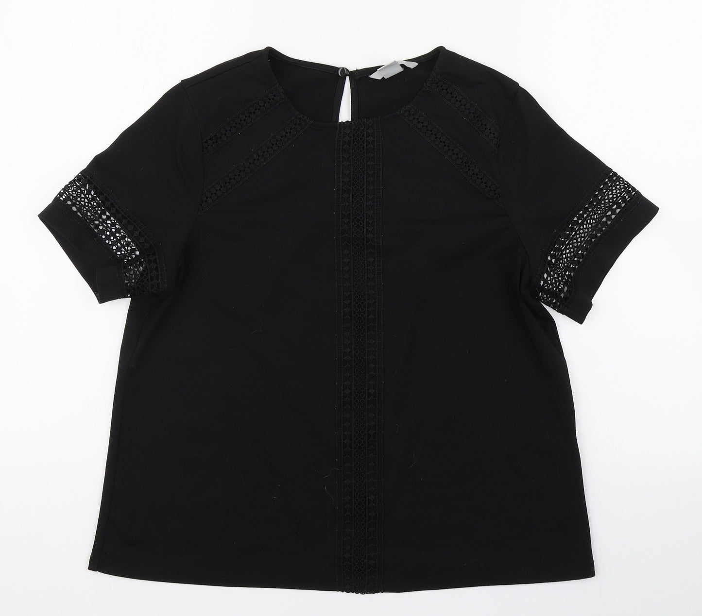 H&M Womens Black  Polyester Basic T-Shirt Size S Round Neck