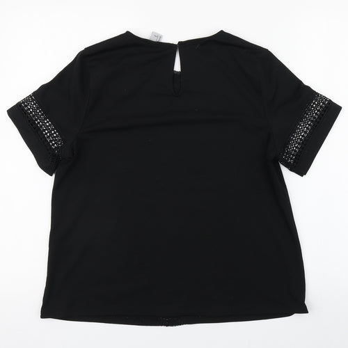 H&M Womens Black  Polyester Basic T-Shirt Size S Round Neck