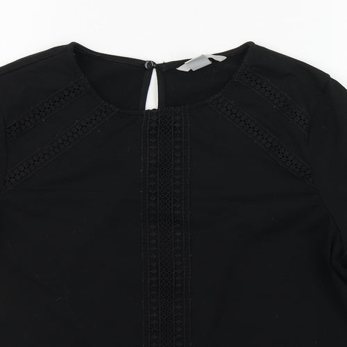 H&M Womens Black  Polyester Basic T-Shirt Size S Round Neck