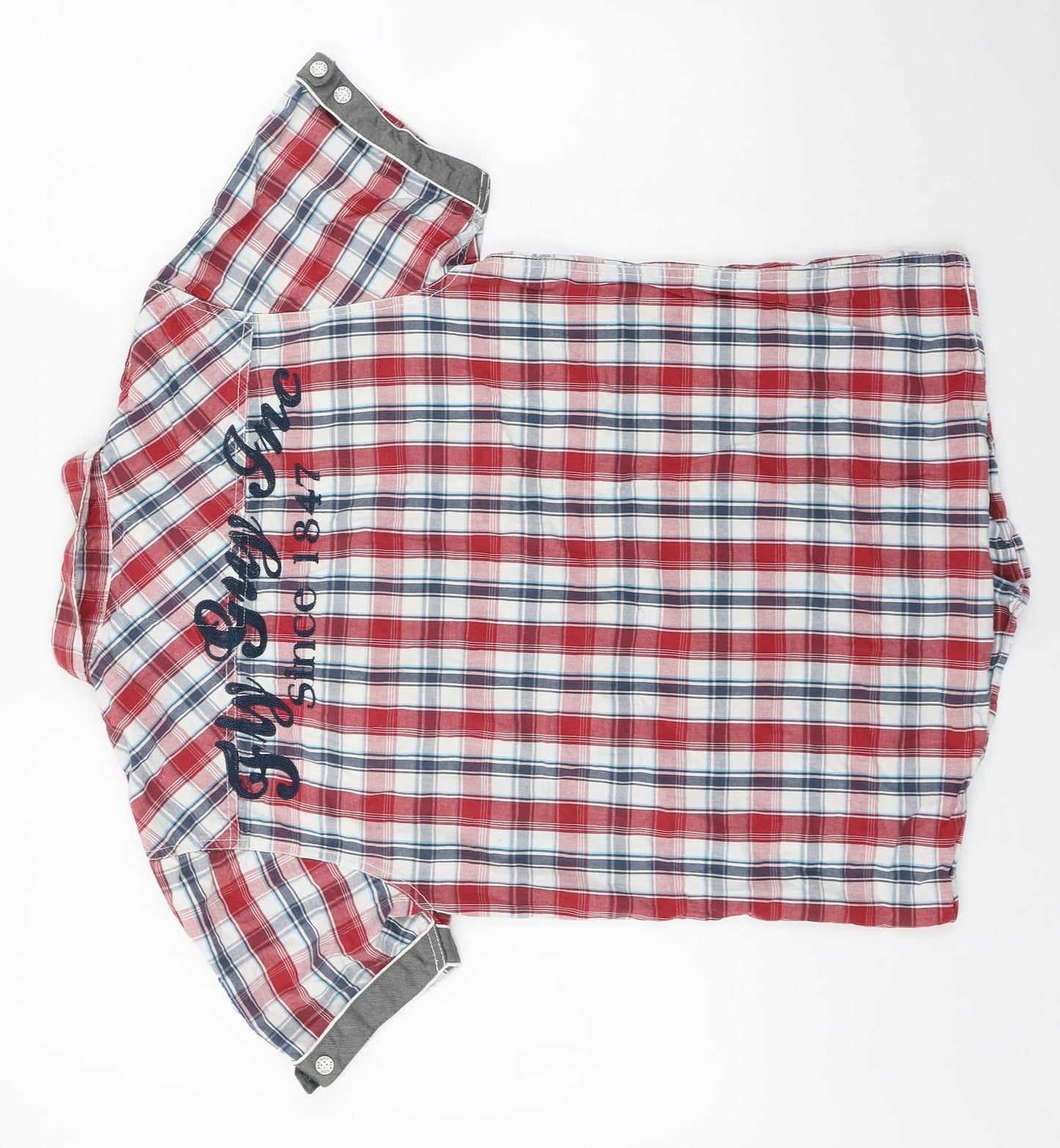 Fly Guy Mens Multicoloured Plaid Cotton  Button-Up Size L Collared Button
